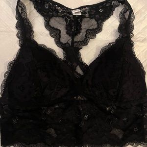 NEW lace Wishlist bralette w/removable padding & racer back, S, BLACK & BROWN